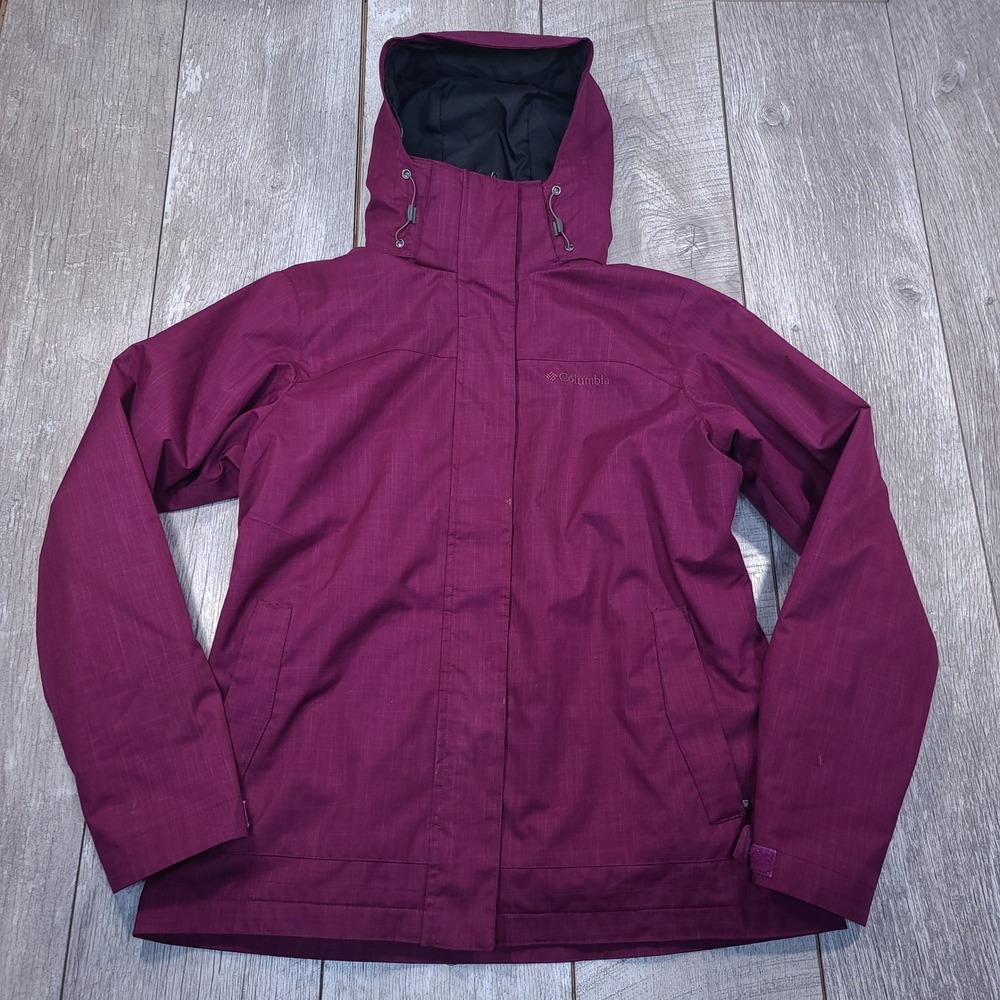 Columbia Sleet To Street Jacket Womens Medium Purple 3 In 1 Hooded Zip Out Liner